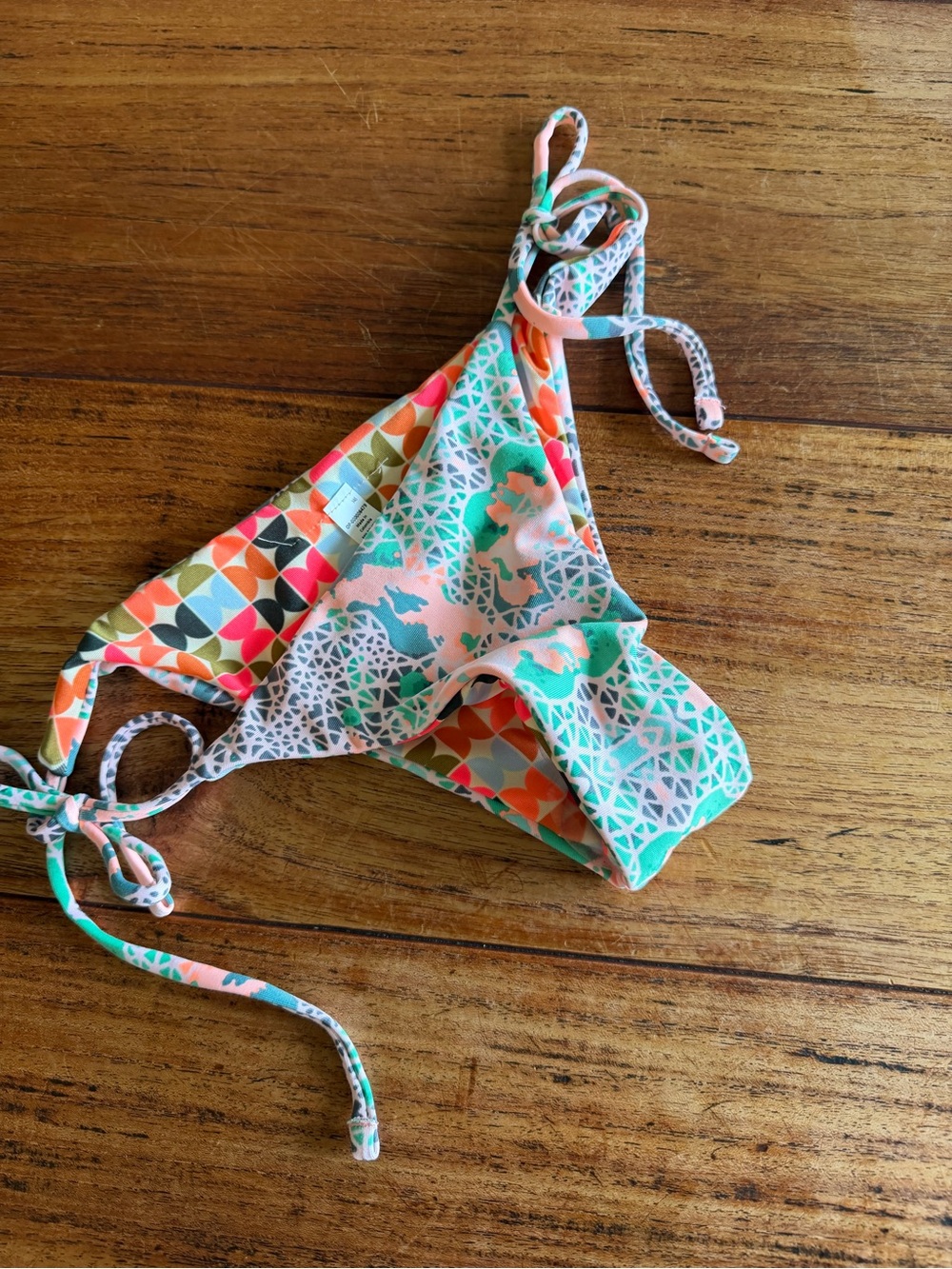NWOT Maaje Coral, Turquoise & White Tie-Side Bikini Bottom Reversible / small